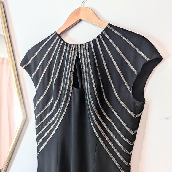 Escada Black Sheath Maxi Dress Mock Neck Gown Sz 34 - Picture 2 of 10